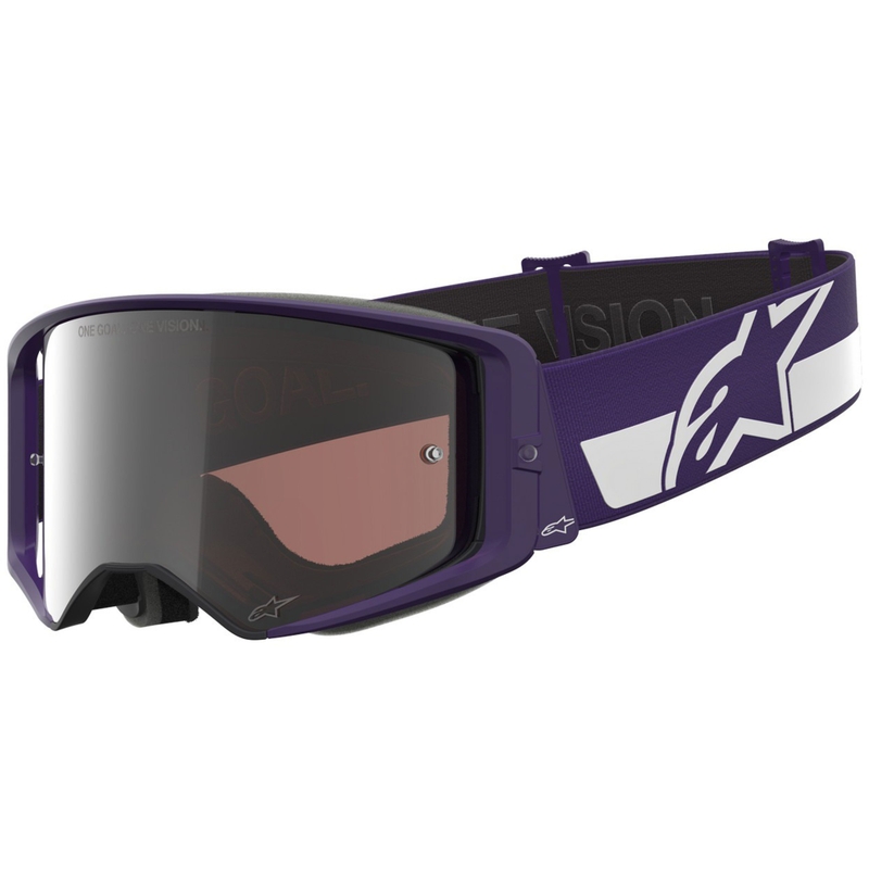Alpinestars Supertech Vision Hunta96 XXV motokrossiprillid lilla ja valge peegliga hõbedase pleksiga