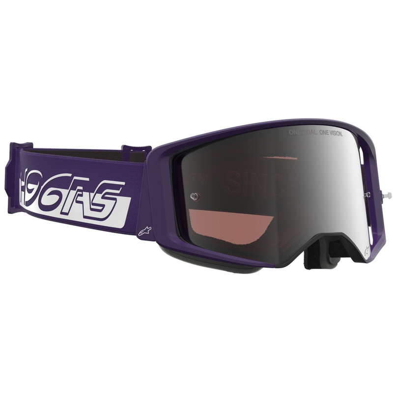 Alpinestars Supertech Vision Hunta96 XXV motokrossiprillid lilla ja valge peegliga hõbedase pleksiga