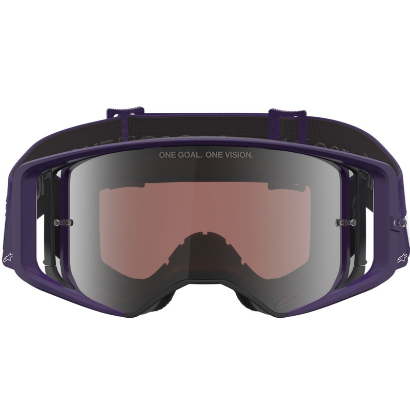 Alpinestars Supertech Vision Hunta96 XXV motokrossiprillid lilla ja valge peegliga hõbedase pleksiga