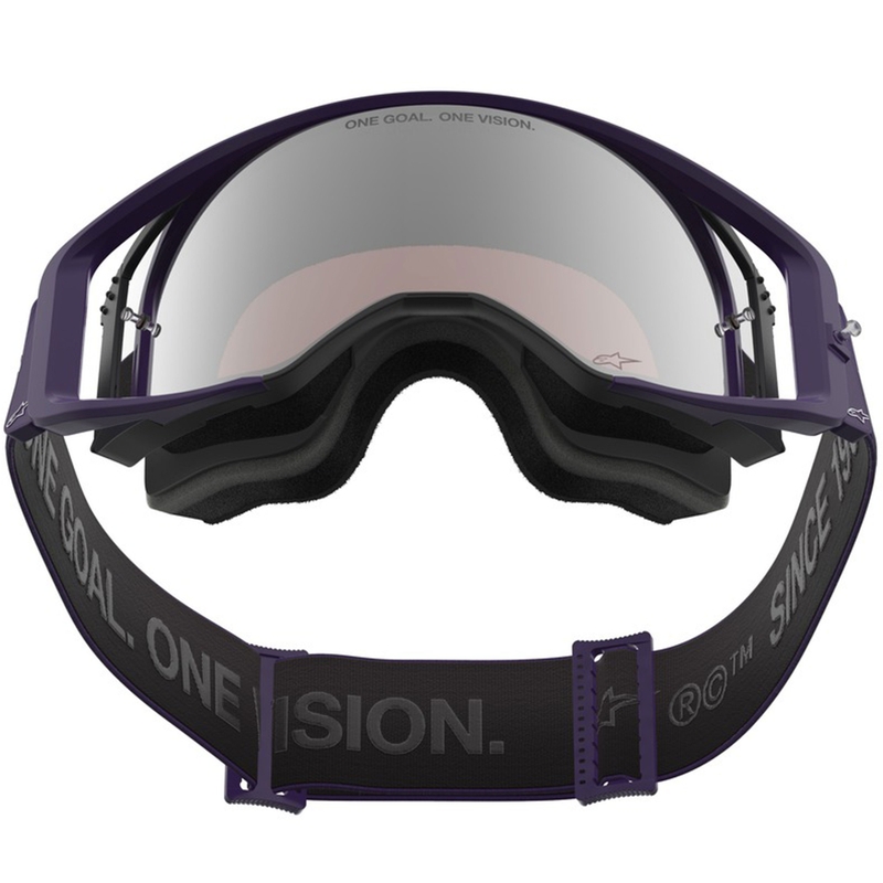 Alpinestars Supertech Vision Hunta96 XXV motokrossiprillid lilla ja valge peegliga hõbedase pleksiga