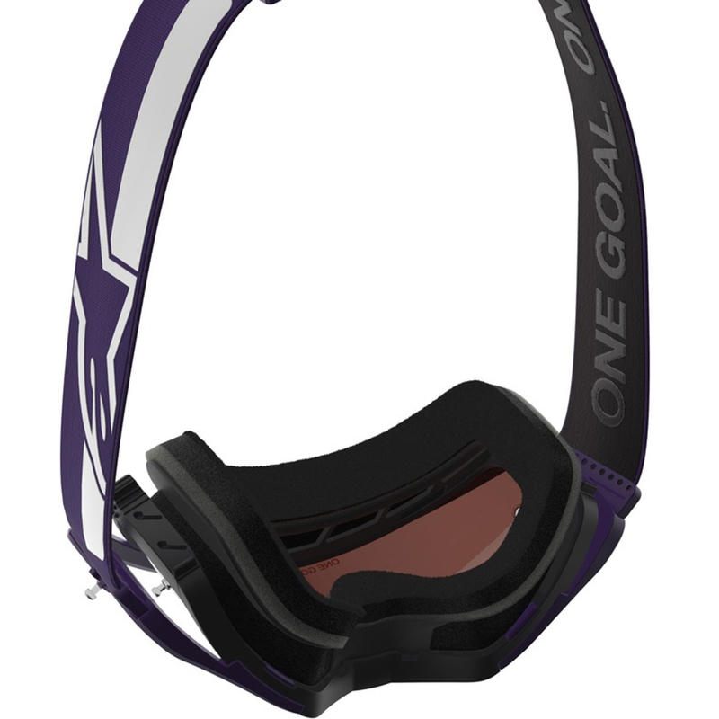 Alpinestars Supertech Vision Hunta96 XXV motokrossiprillid lilla ja valge peegliga hõbedase pleksiga
