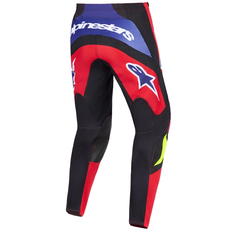 Alpinestars Fluid Grid Motokross püksid punane-must-lilla-fluo kollane