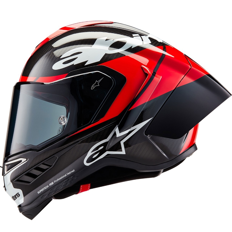 Alpinestars Supertech R-10 Element süsinikkiiver, fluorestsentsvalge ja punane-valge
