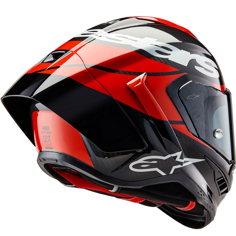 Alpinestars Supertech R-10 Element süsinikkiiver, fluorestsentsvalge ja punane-valge