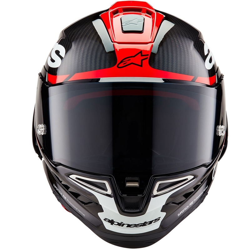 Alpinestars Supertech R-10 Element süsinikkiiver, fluorestsentsvalge ja punane-valge