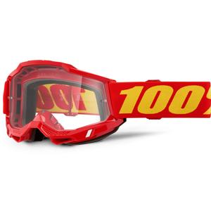 Motokrossiprillid 100% Accuri 2 punased läbipaistva pleksiga