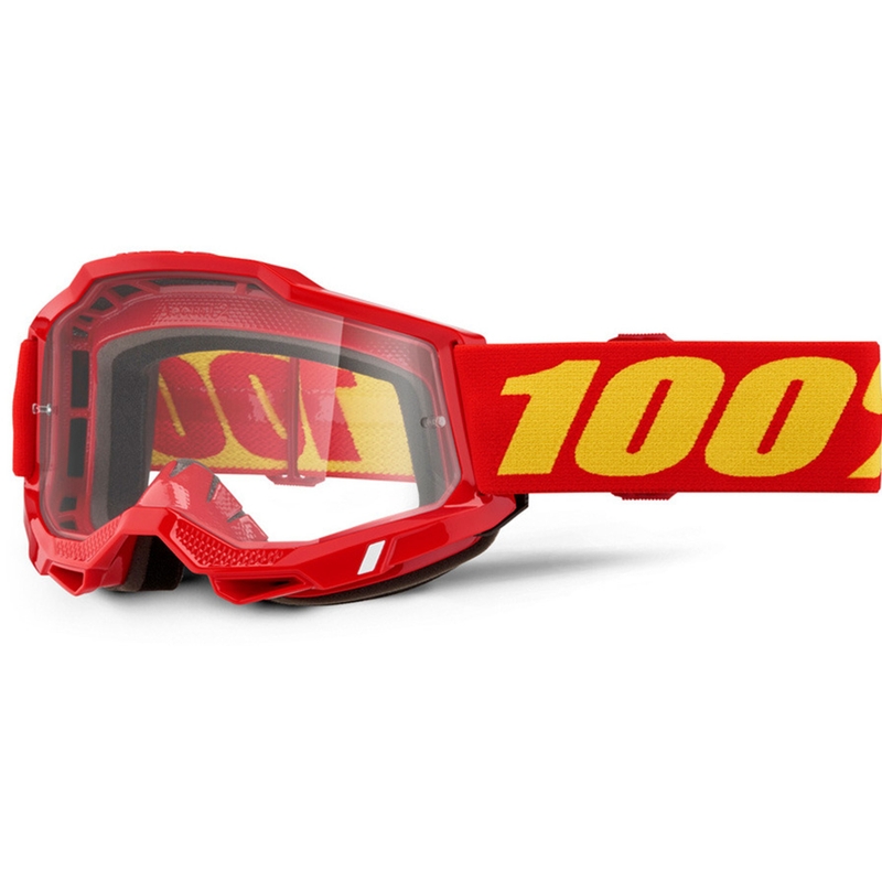 Motokrossiprillid 100% Accuri 2 punased läbipaistva pleksiga