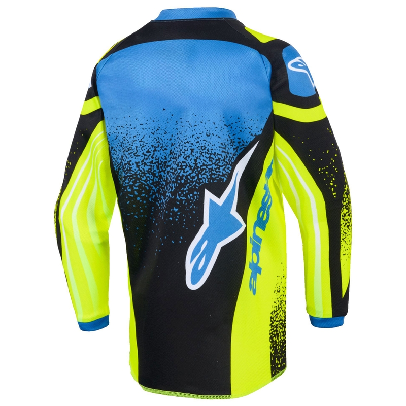 Laste motokrossitrikoo Alpinestars Racer Nomur tumesinine-fluo kollane-must