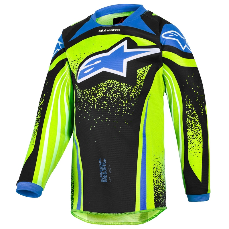 Laste motokrossitrikoo Alpinestars Racer Nomur tumesinine-fluo kollane-must