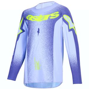 Laste motokrossitrikoo Alpinestars Supertech Scenz lilla-fluo kollane