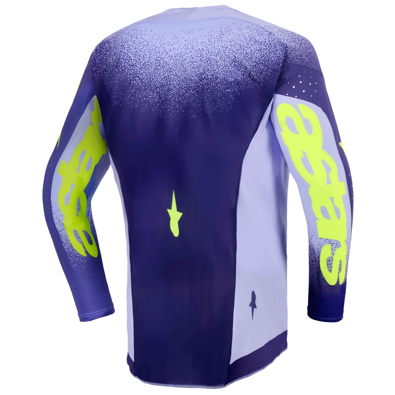 Laste motokrossitrikoo Alpinestars Supertech Scenz lilla-fluo kollane