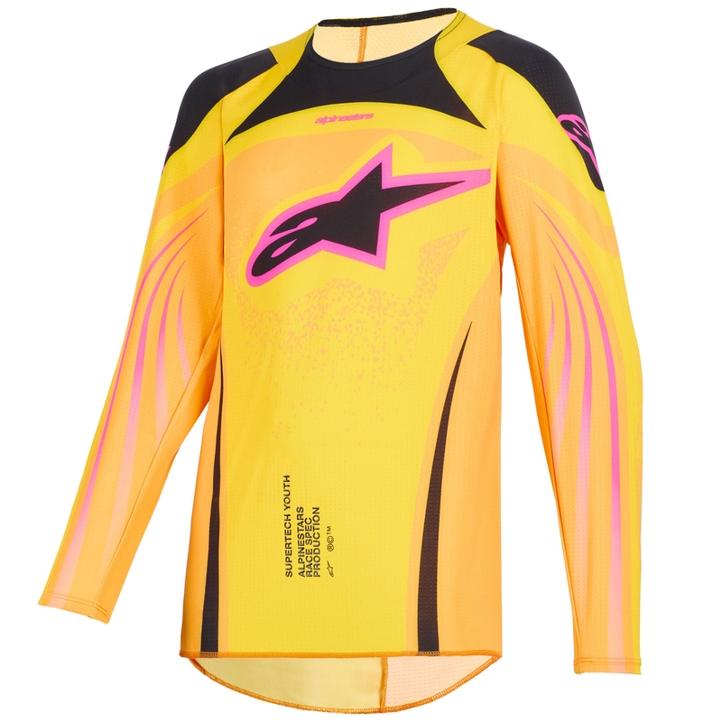 Alpinestars Techstar Nomur laste motokrossitrikoo oranž-kollane-roosa