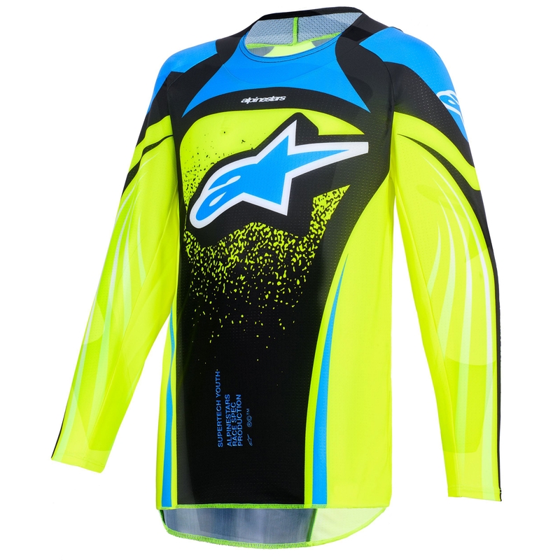 Laste motokrossitrikoo Alpinestars Techstar Nomur tumesinine-fluo kollane-sinine