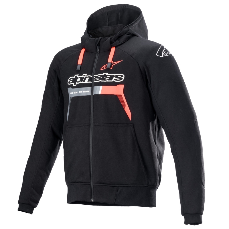 Alpinestars Chrome Ignition kapuutsiga must-punane-fluorehall-valge