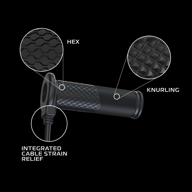 Oxford Hotgrips PRO Touring soojendusega käepidemed, millel on integreeritud juhtimisseadmed käepideme sees.