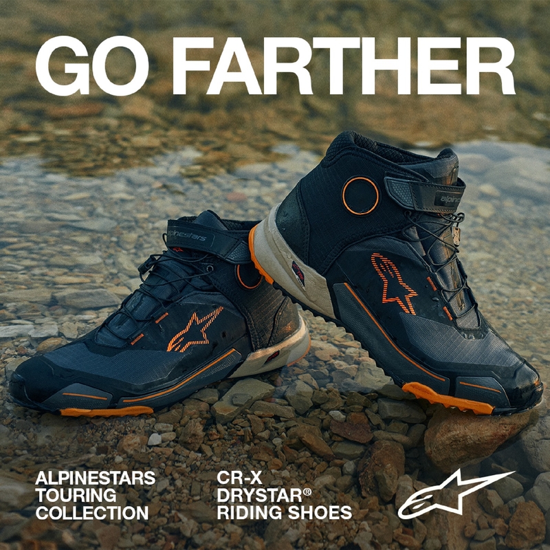 Alpinestars CR-X Drystar must-pruun-oranž mootorratta saapad