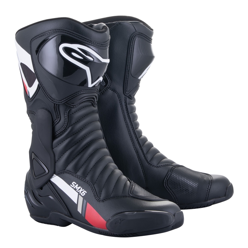 Alpinestars S-MX 6 must-valge-hall-punased mootorrattasaapad