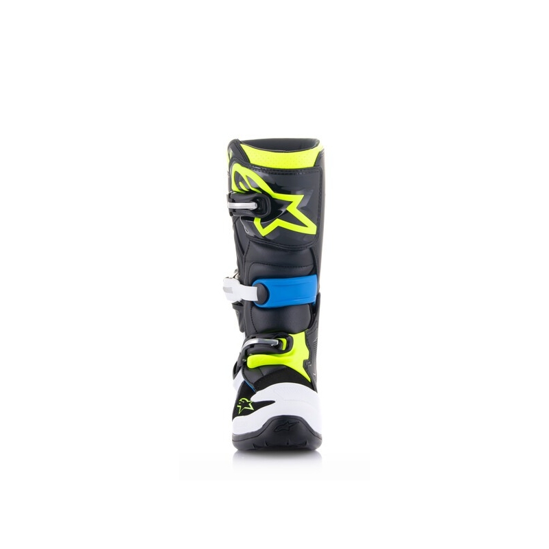 Alpinestars Tech 7 S mustad, valged, kollased ja sinised mootorrattasaapad lastele