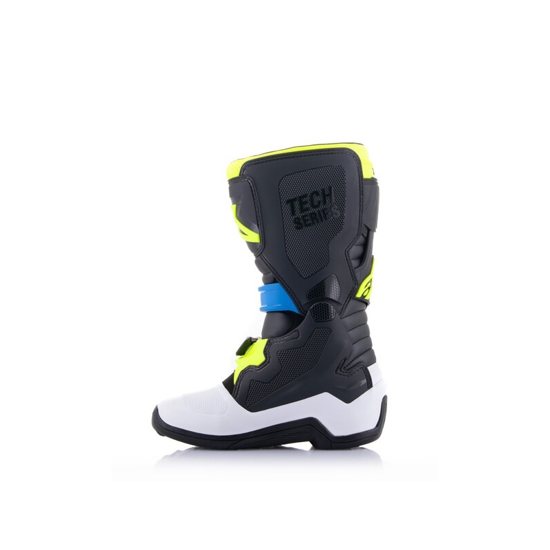 Alpinestars Tech 7 S mustad, valged, kollased ja sinised mootorrattasaapad lastele