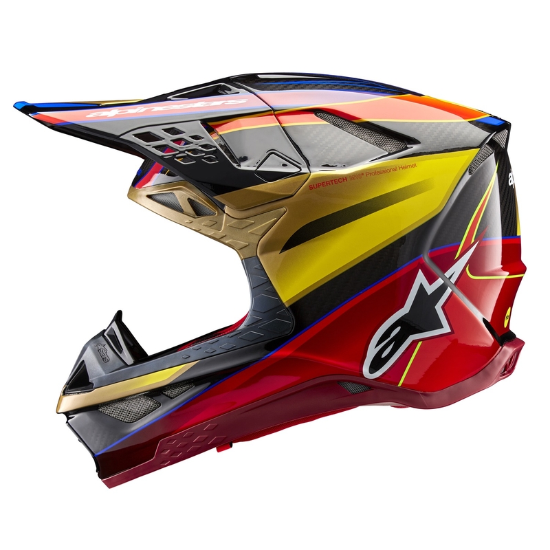 Alpinestars Supertech S-M10 Era kuldne ja punane motokrossikiiver