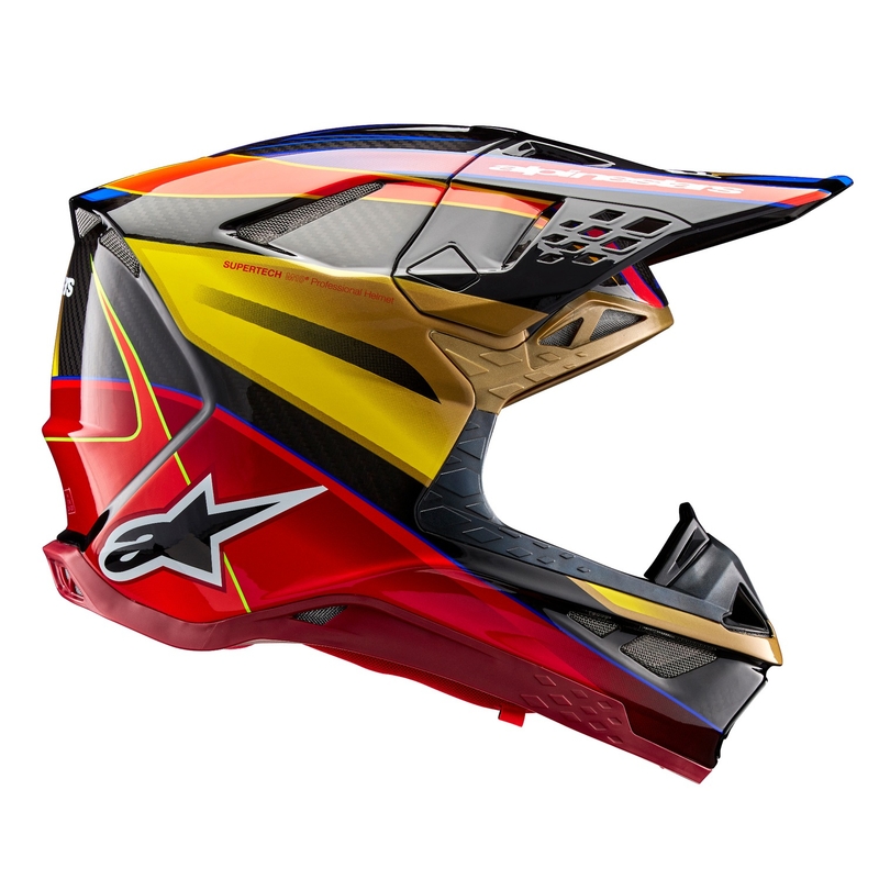 Alpinestars Supertech S-M10 Era kuldne ja punane motokrossikiiver