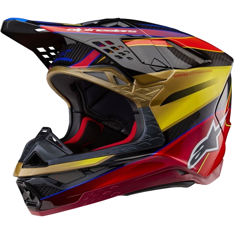 Alpinestars Supertech S-M10 Era kuldne ja punane motokrossikiiver