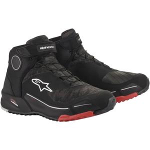 Alpinestars CR-X Drystar mustad kamuflaažpunased mootorratta saapad