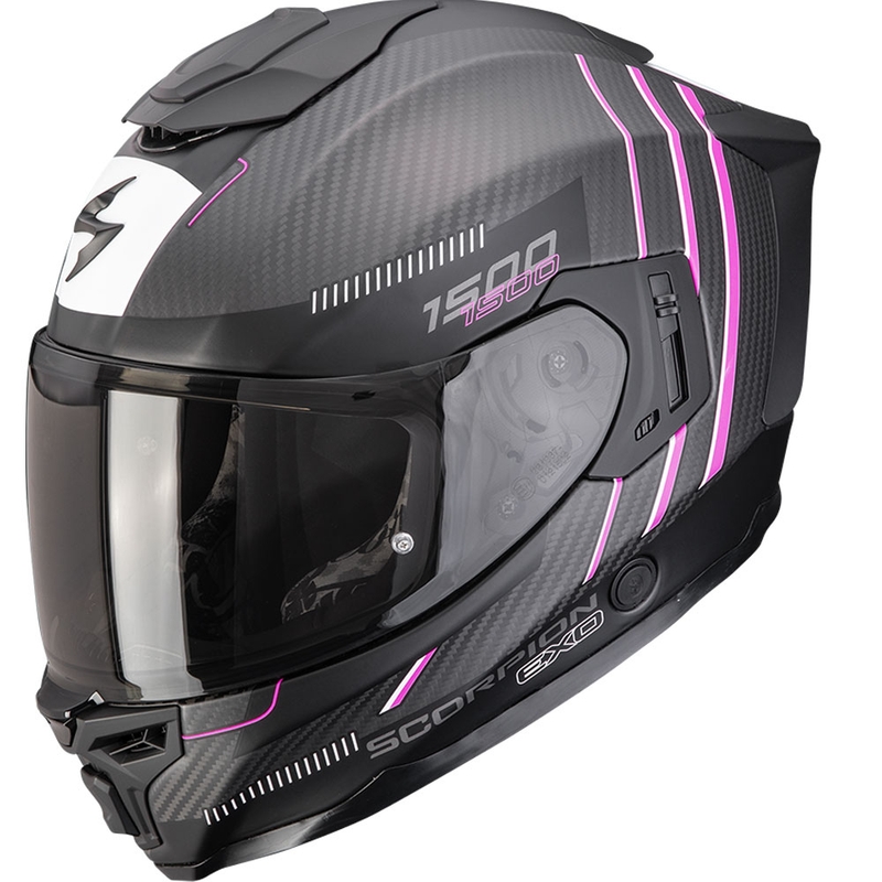 Scorpion EXO-1500 Carbon Air Zity täismaskiga mootorrattakiiver matt must-roosa