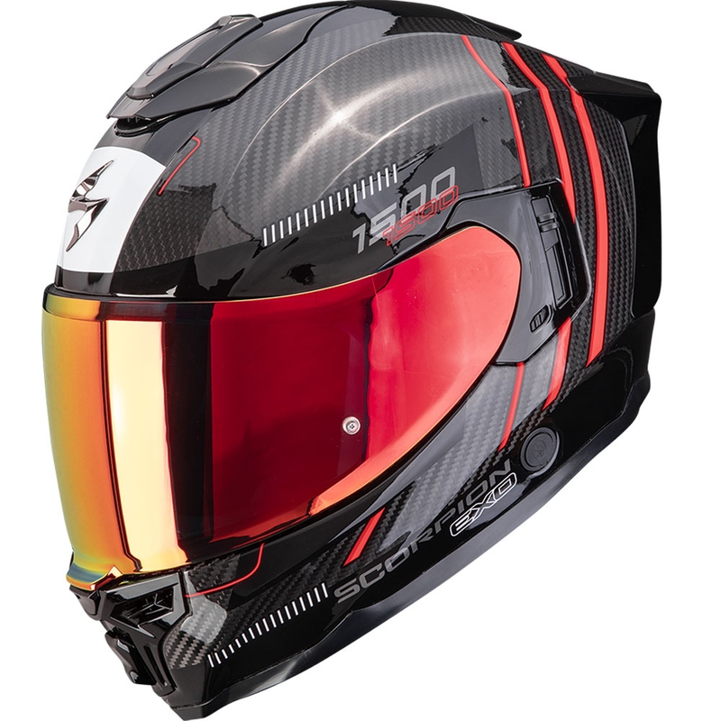 Scorpion EXO-1500 Carbon Air Zity täismaskiga mootorrattakiiver must-punane