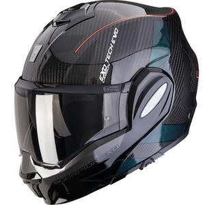 Kokkupandav mootorratta kiiver Scorpion EXO-TECH EVO Carbon CAD must-roheline