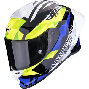 Integreeritud mootorratta kiiver Scorpion EXO-R1 EVO II Air Valere must-sinine-fluo kollane