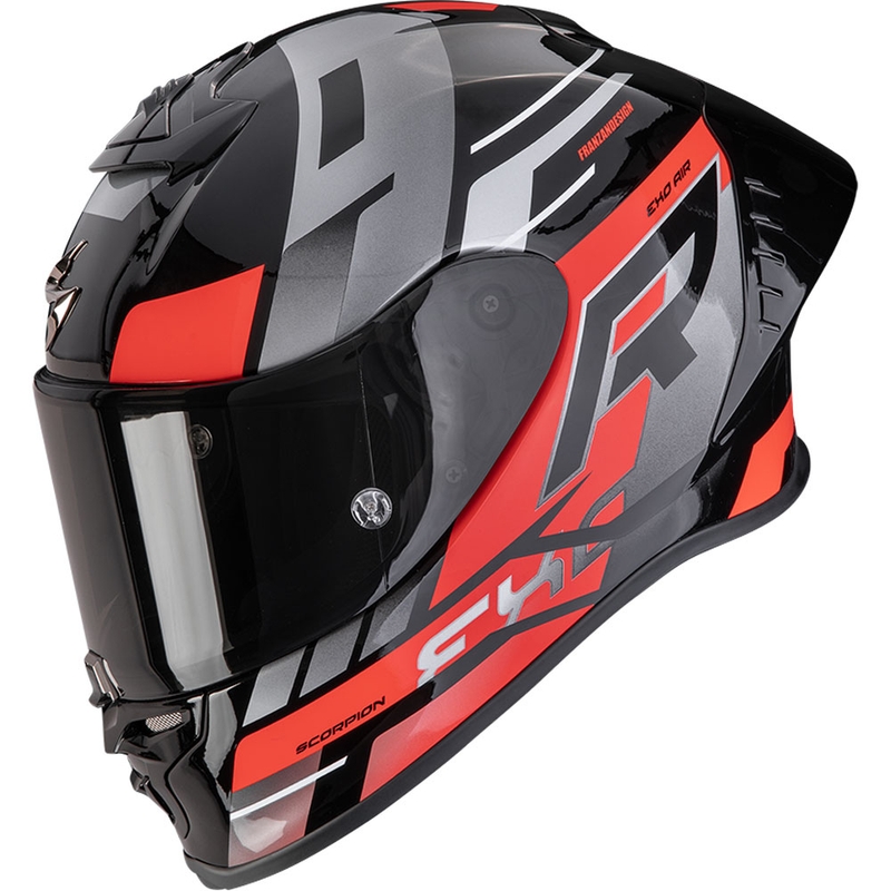Integreeritud mootorratta kiiver Scorpion EXO-R1 EVO II Air Adrenaline must-punane-hõbedane