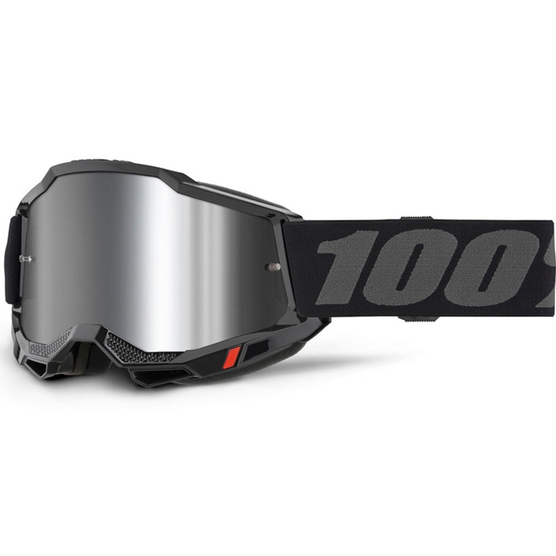 Motokross prillid 100% Accuri 2 must hõbedase pleksiga