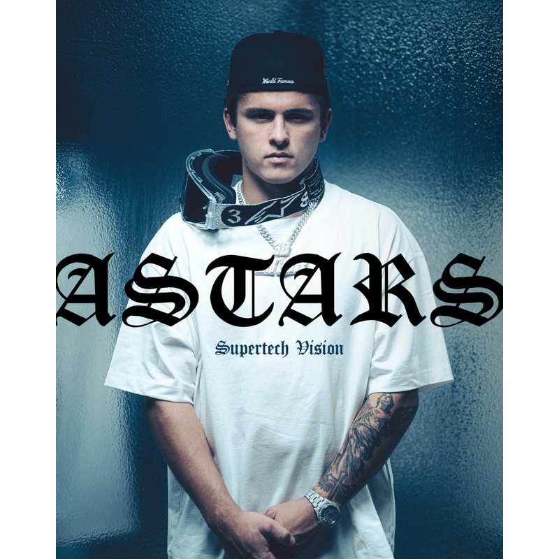 Alpinestars Supertech Vision DNGR38 XXV mustad ja hõbedased motokrossiprillid peegelpeegliga hõbedase pleksiga.