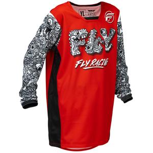 Laste motokrossitrikoo FLY Racing KINETIC MUTANT punane-valge-must trikoo