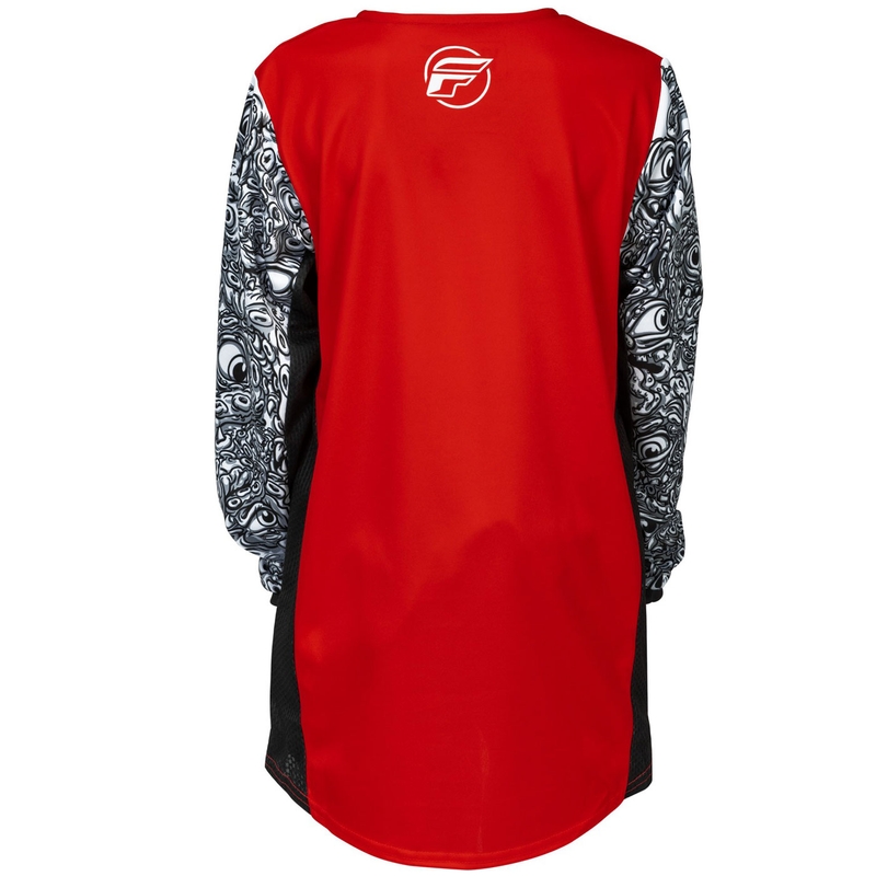 Laste motokrossitrikoo FLY Racing KINETIC MUTANT punane-valge-must trikoo