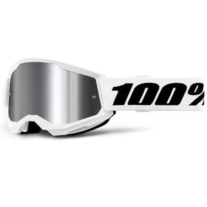 Laste motokrossiprillid 100% STRATA 2 valge hõbedase pleksiga
