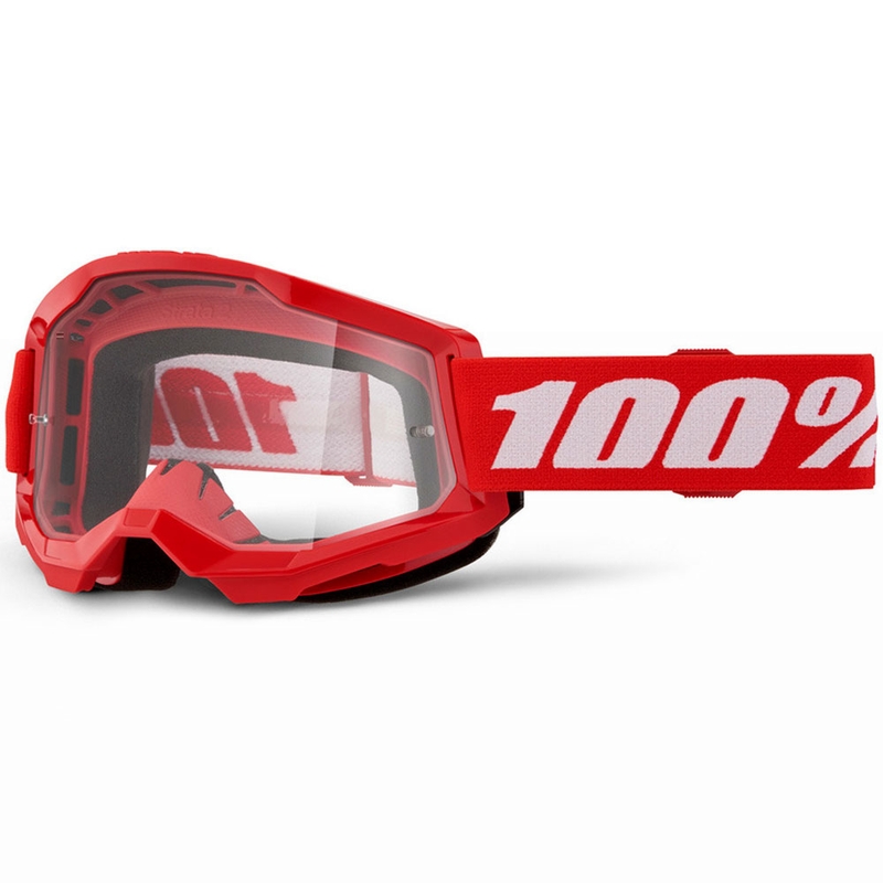 Laste motokrossiprillid 100% STRATA 2 punane läbipaistva pleksiga