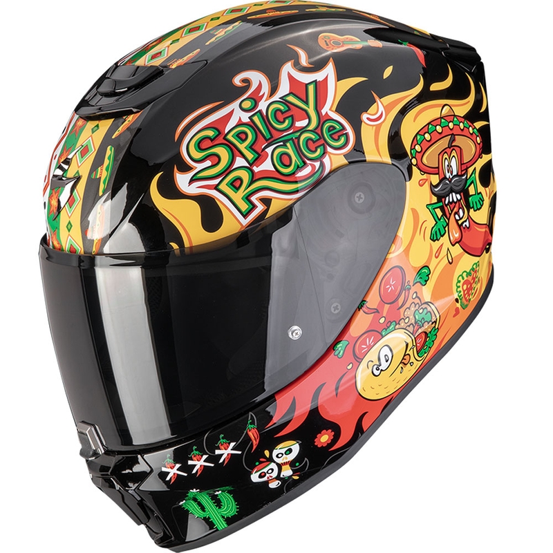Laste mootorratta kiiver Scorpion EXO-JNR Air Yucatan Must-kollane-punane