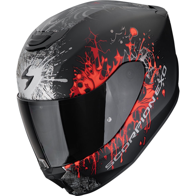 Integreeritud mootorratta kiiver Scorpion EXO-391 Wolf matt must-hõbedane-punane