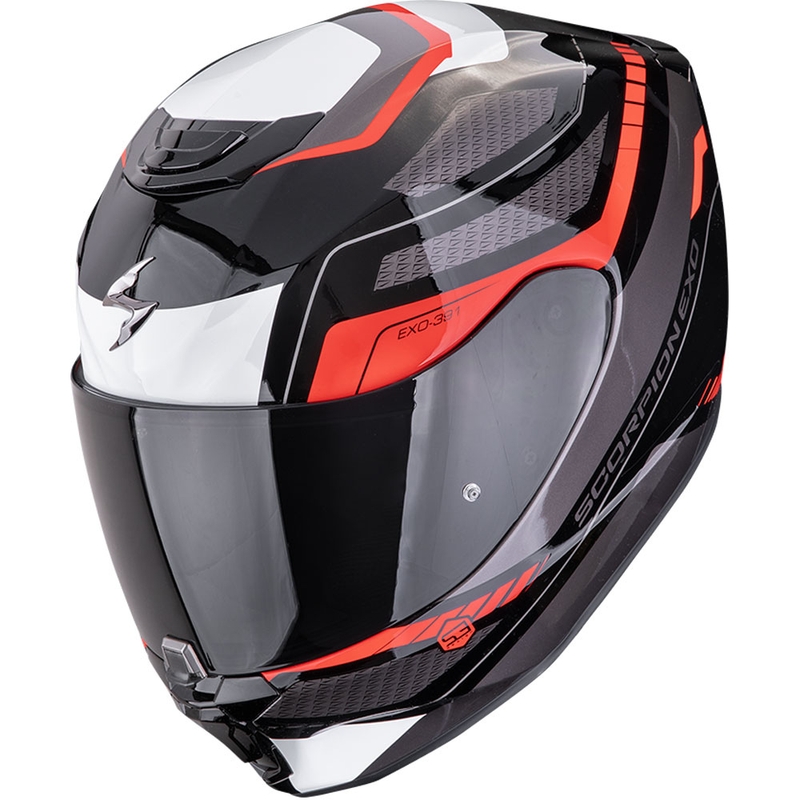 Integreeritud mootorratta kiiver Scorpion EXO-391 Leo must-punane