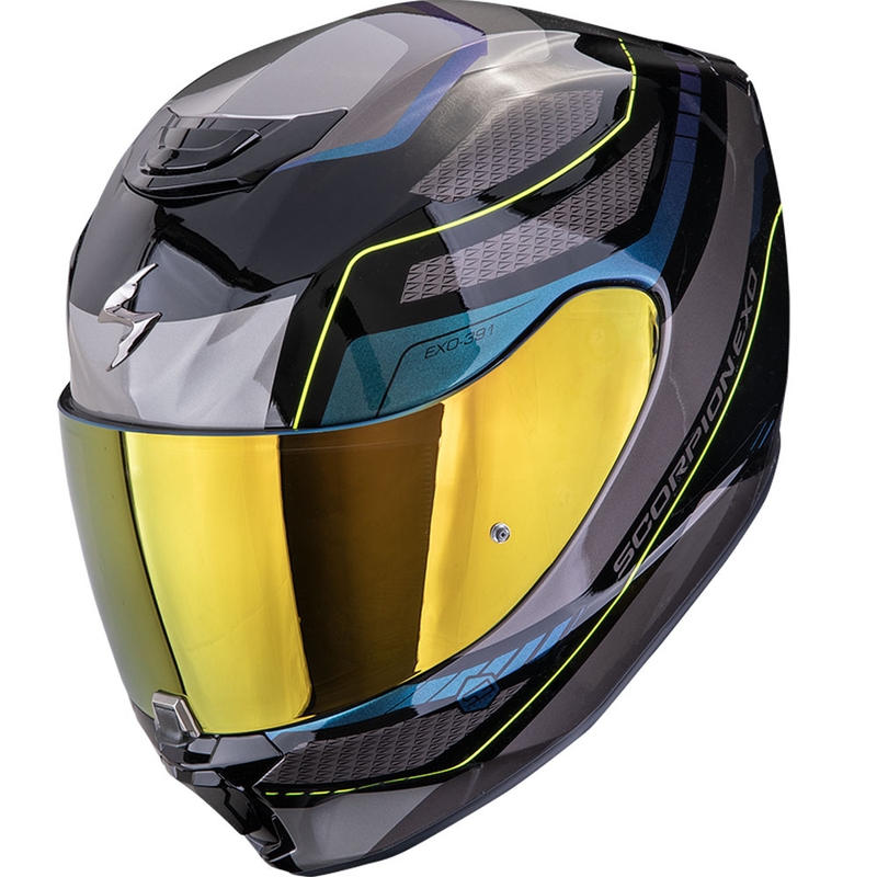 Integreeritud mootorratta kiiver Scorpion EXO-391 Leo must-sinine