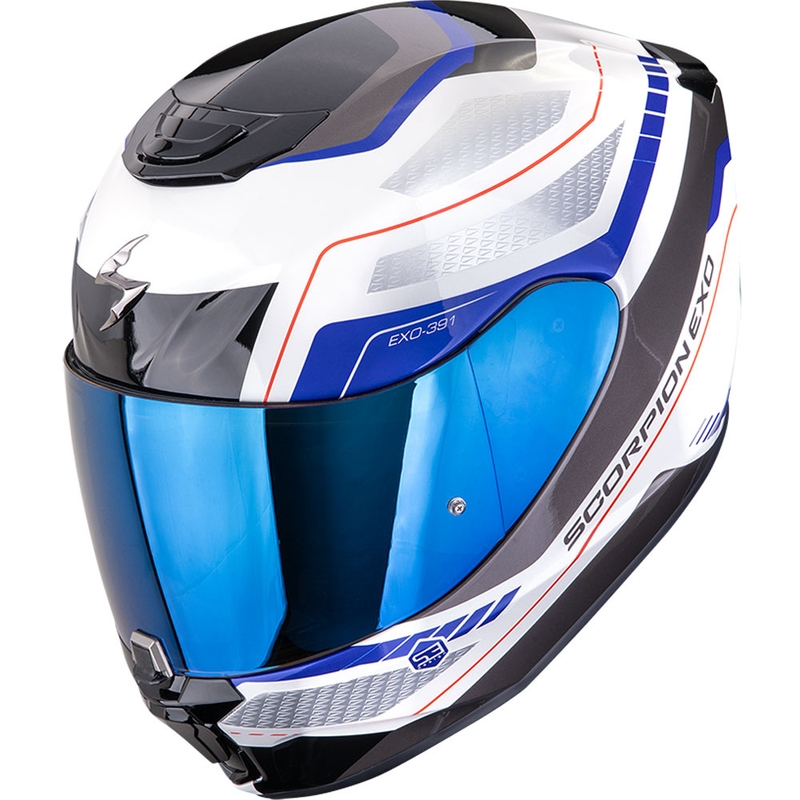 Integreeritud mootorratta kiiver Scorpion EXO-391 Leo valge-sinine