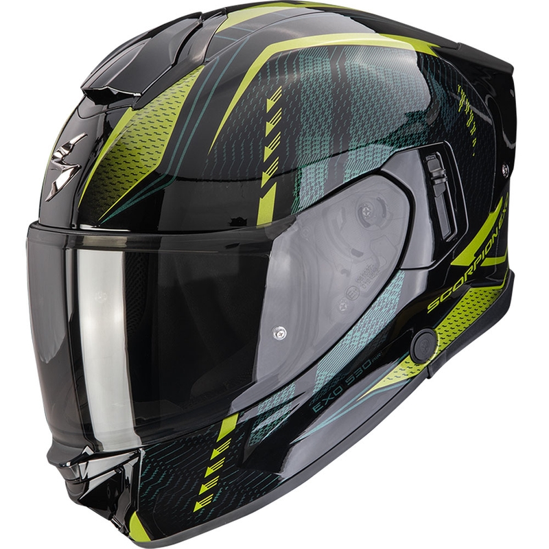 Integreeritud mootorratta kiiver Scorpion EXO-530 Air Theras must-roheline