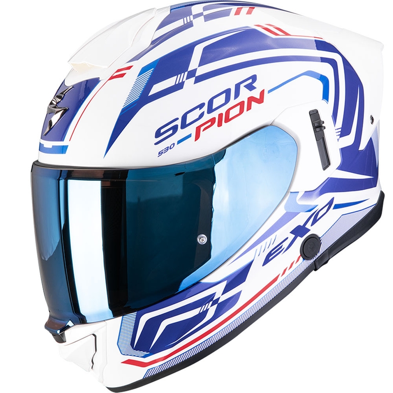 Integreeritud mootorratta kiiver Scorpion EXO-530 Air Slope valge-sinine-punane