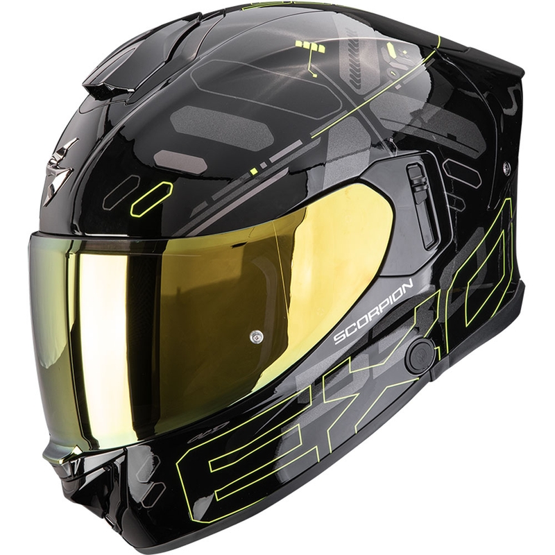 Integreeritud mootorratta kiiver Scorpion EXO-530 Air Fond must-fluo kollane
