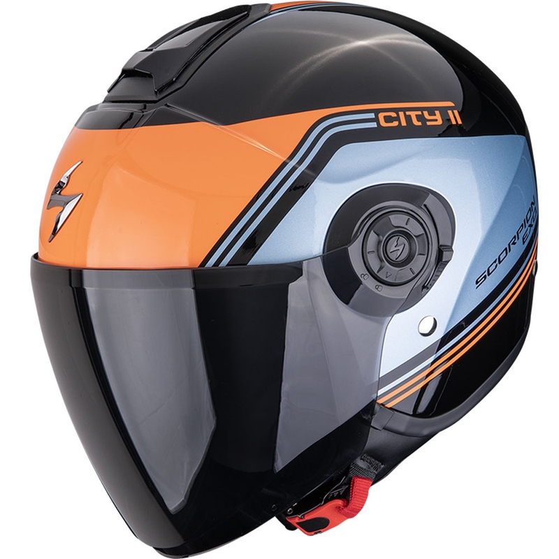 Avatud mootorratta kiiver Scorpion EXO-CITY II Vita must-sinine-oranž