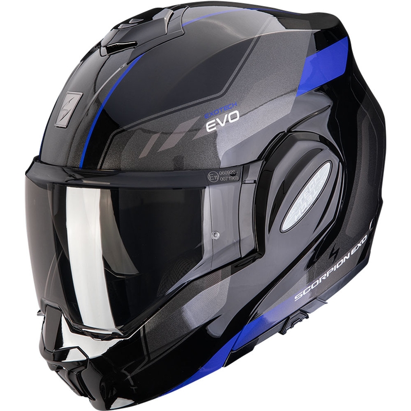 Kokkupandav mootorratta kiiver Scorpion EXO-TECH EVO Socius must-sinine