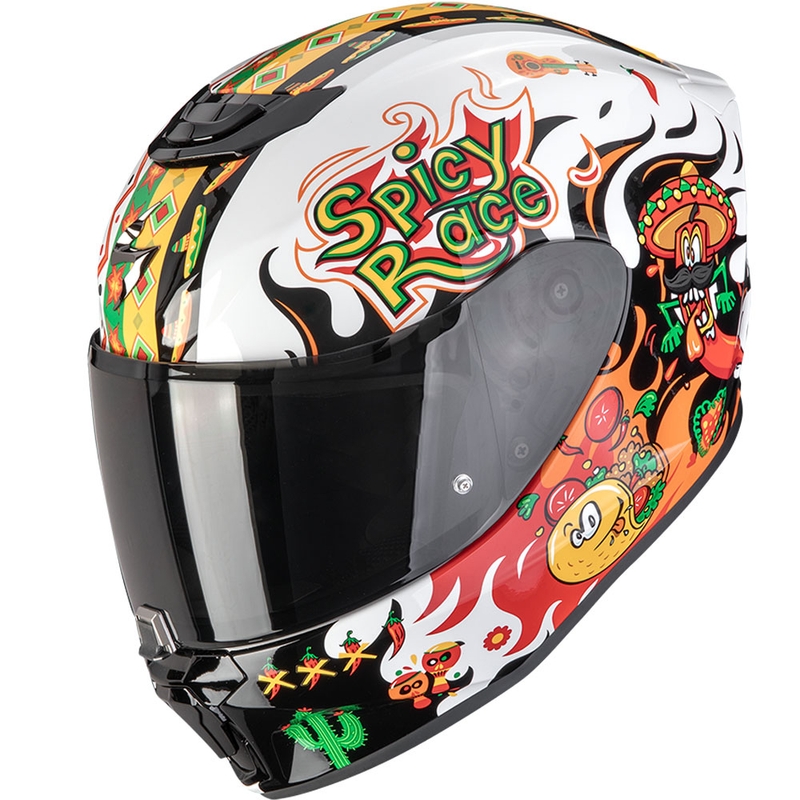 Laste mootorratta kiiver Scorpion EXO-JNR Air Yucatan valge-oranž-must