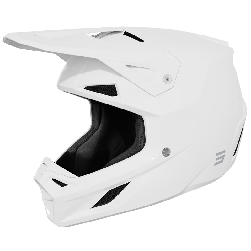 Motokrossi kiiver Shot Speed Solid läikiv valge